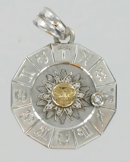 Horoskooppiriipus timanteilla 1xn.0,04ct ja 10xn.0,005ct, 750vk, paino 11,2g Vikt: 11,2 g
